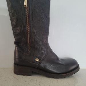 Jil Sander brown leather two side zip closure  boots